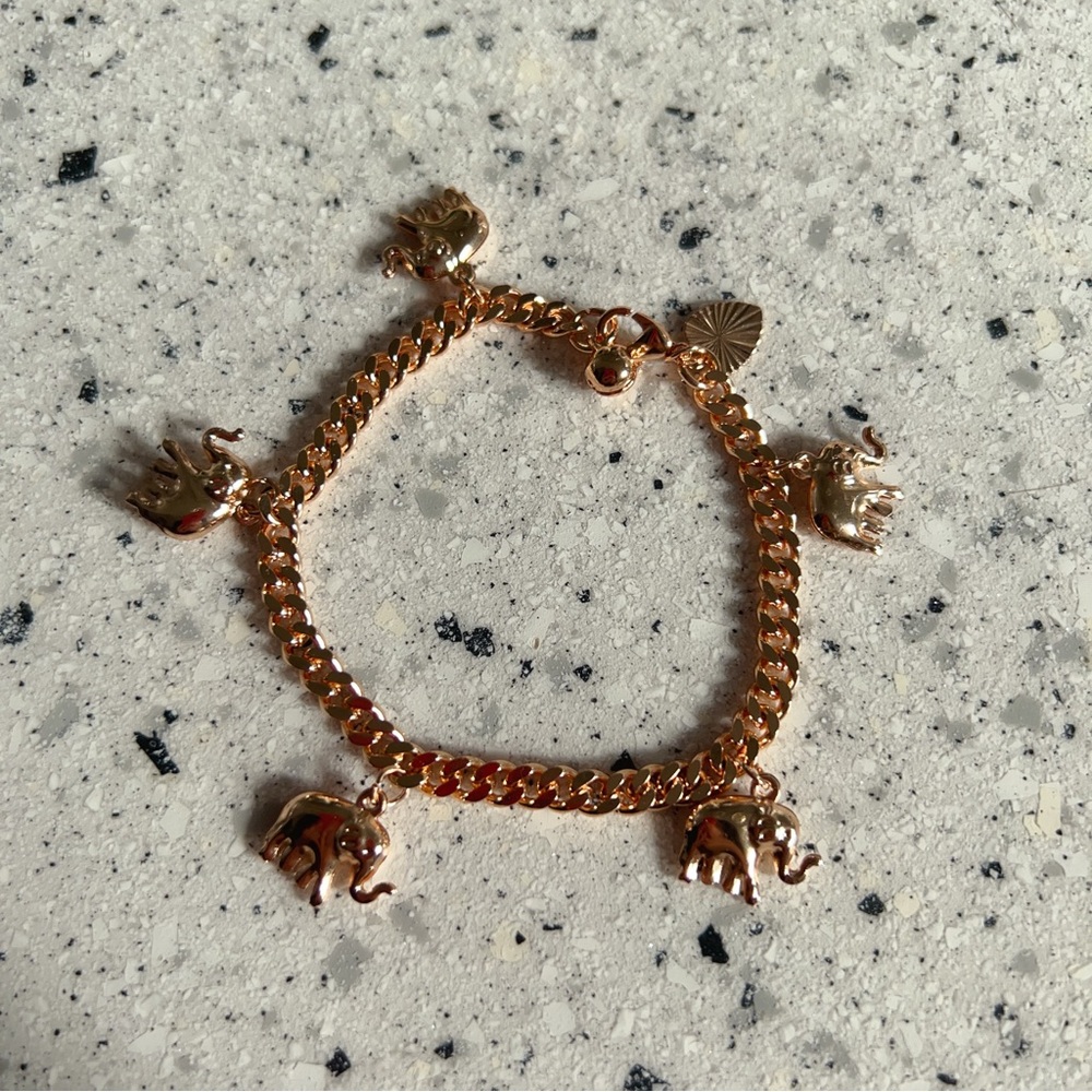 Elephant Charms Bracelet in Rose Gold Color from Thailand